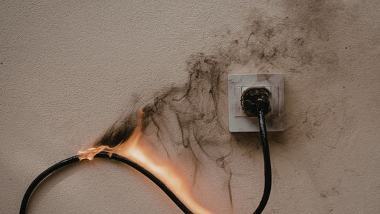 Powerpoint with cable on fire. Blog post reminder to check your smoke detectors by Assurance Firt Aid Kits