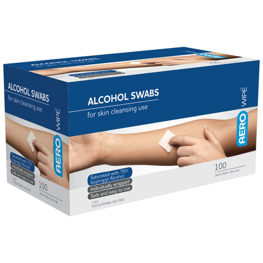 AEROWIPE 70% Isopropyl Alcohol Swab 3 x 3cm Box/100 assurancefirstaidkits buyonline australia