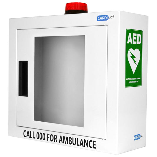 Alarmed AED Defibrillator Cabinet + Strobe Light assurancefirstaidkits buyonline australia