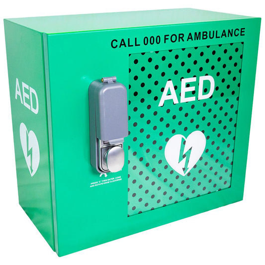 Alarmed Outdoor Defibrillator Cabinet with Lock assurancefirstaidkits buyonline australia