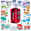 WHS Compliant Red First Aid Kit for 10 persons. Best for office, NDIS houses and receptions. Built in Dubbo by Assurance First Aid Kits. Plus flat lay view of all contents.