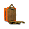 Hi vis orange molle style first aid kit for Australian snake, spider & tick first aid. Made in Dubbo by Assurance First Aid Kits. Rear left view with CPR shield molle system detail.