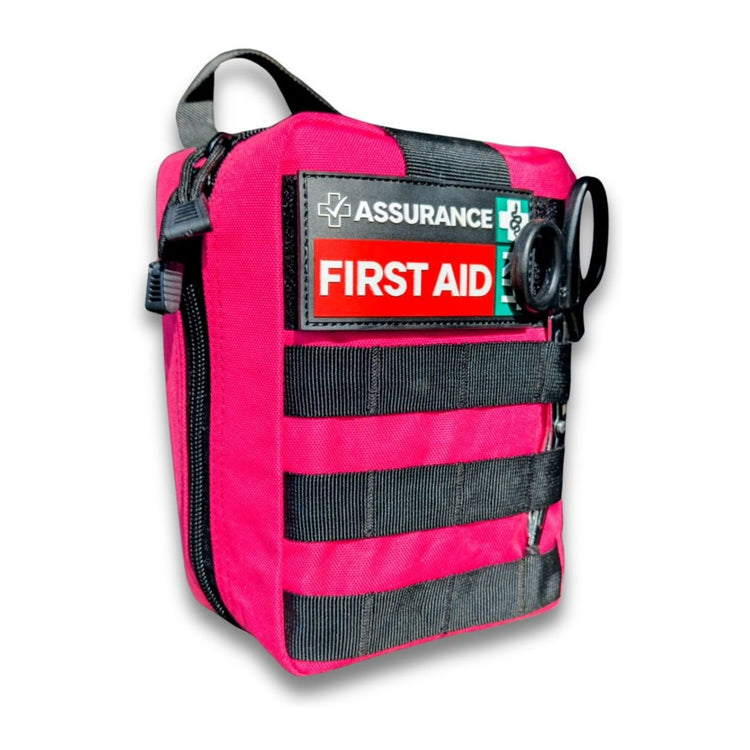 Pink snake bite kit for Australian snake and spider bites. External View.  Built in NSW by Assurance First Aid Kits