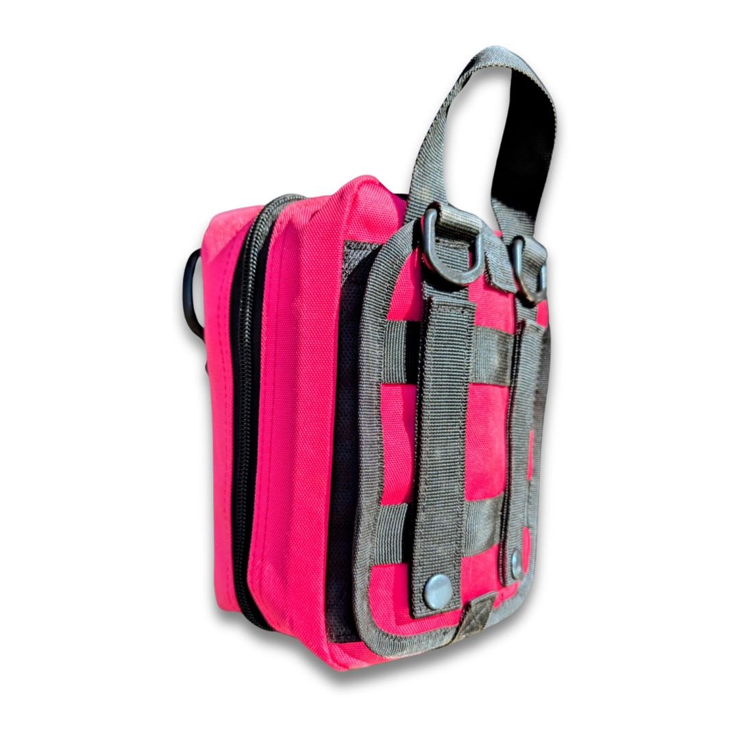 Pink snake bite kit for Australian snake and spider bites. Rear View.  Built in NSW by Assurance First Aid Kits