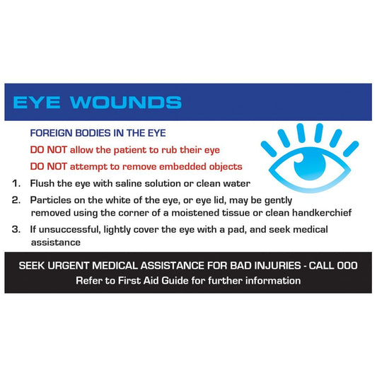 Eye Wound First Aid Card assurancefirstaidkits buyonline australia