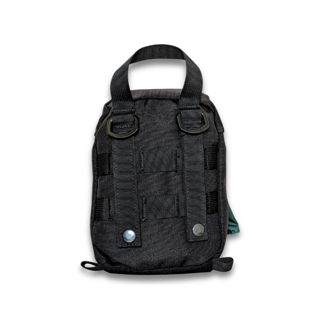IFAK Hike first aid kit for hiking and bushwalking. Black molle bag Rear View. Built in Dubbo NSW