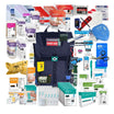 Remote Area Survival First Aid Kit. Black Rugged Tactical Backpack. Contents display Top Down. Built in Dubbo NSW
