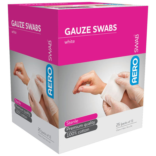 Sterile White Gauze Swab 7.5 x 7.5cm (3pcs) assurancefirstaidkits buyonline australia